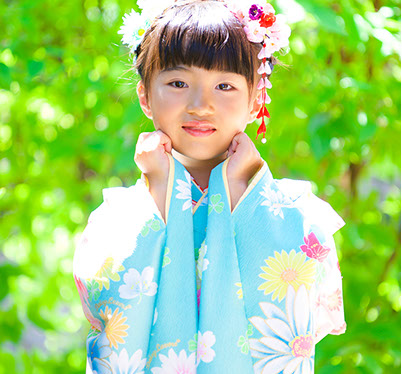 七五三撮影サンプル7才女の子 水色着物