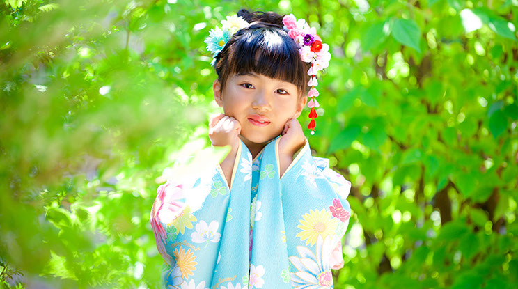 七五三撮影サンプル7才女の子 水色着物